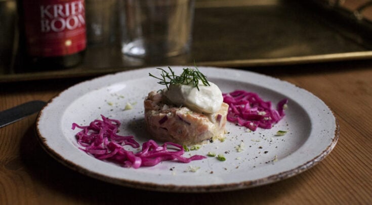 smoked salmon tartare fennel ice cream