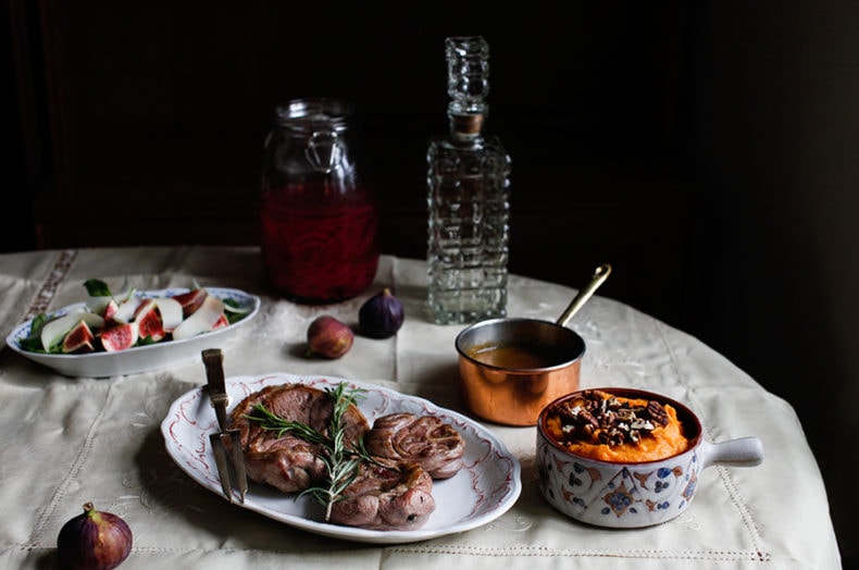 Lamb Leg Steak with Sweet Potato Mash & Fig Salad