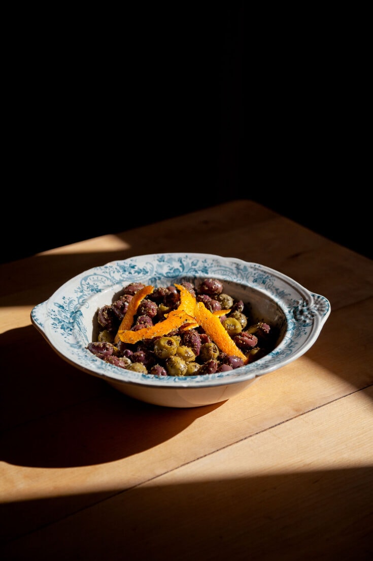 Marinated Olives with Herbs, Garlic, and Orange